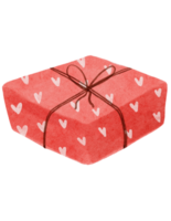 linda clásico enamorado amor regalo presente caja acuarela enamorado mano pintura dibujos animados ilustración png