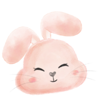 mignonne sucré kawaii content sourire bébé lapin lapin aquarelle dessin animé enfant animal printemps Pâques Oeuf png