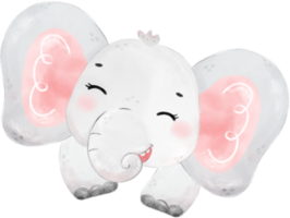 schattig baby olifant dieren in het wild dier droom roze meisje baby douche kinderkamer kunst waterverf illustratie png