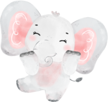 cute baby Elephant wildlife animal dream pink girl baby shower nursery art watercolour illustration png