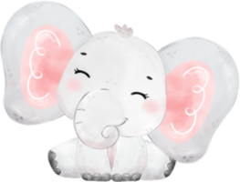 söt bebis elefant vilda djur och växter djur- dröm rosa flicka bebis dusch barnkammare konst vattenfärg illustration png