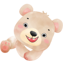 schattig gelukkig onschuld gezicht aanbiddelijk baby bruin teddy beer kinderkamer waterverf kind dier illustratie png