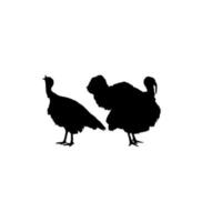 Pair of Turkey Silhouette for Art Illustration, Pictogram or Graphic Design Element. The Turkey is a large bird in the genus Meleagris. Vector Illustratio