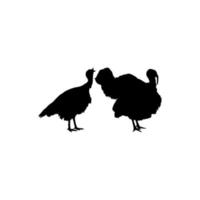 Pair of Turkey Silhouette for Art Illustration, Pictogram or Graphic Design Element. The Turkey is a large bird in the genus Meleagris. Vector Illustratio