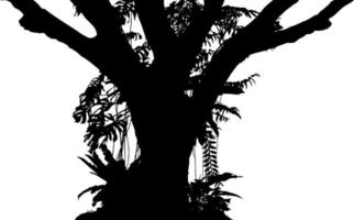 Tree in the Forest or Jungle Silhouette for Art Illustration, Background, or Graphic Design Element. Vector Illustration