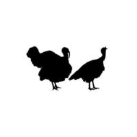 Pair of Turkey Silhouette for Art Illustration, Pictogram or Graphic Design Element. The Turkey is a large bird in the genus Meleagris. Vector Illustratio