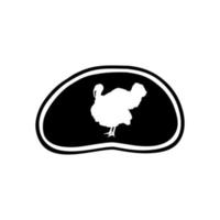 Turkey Silhouette in the Meat Shape for Logo,Label, Mark, Tag, Pictogram or Graphic Design Element. The Turkey is a large bird in the genus Meleagris. Vector Illustration