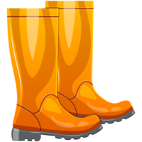 Orange rain rubber boots. Cartoon rain boots spring and autumn print, card, poster illustration png