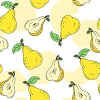 Pear Pattern seamless on white background Vector Illustration