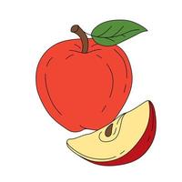 Apple doodle Vector color illustration isolated on white background