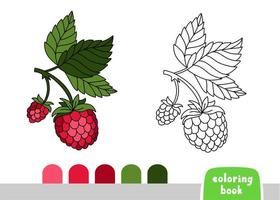 Coloring Book for Kids Raspberry Page for Books Magazines Coloring Vector Illustration