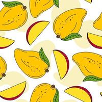 Mango Pattern seamless on white background Vector Illustration