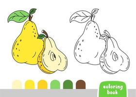 Coloring Book for Kids Pear Page for Books Magazines Coloring Vector Illustration