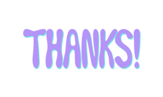 Thanks Sign Bubble Letters Purple and Green png