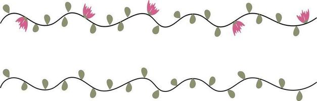 Vector horizontal with pink flowers and leaf vine.