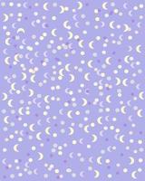 Cute Abstract Dots moon Vector Pattern. small circle geometry white and yellow color. Vector illustration. Vertical purple Background layout.