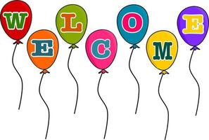 Welcome text colorful balloons design vector illustration. Fonts design.