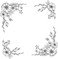 einfach Blumen- Rand mit Hand gezeichnet Blätter und Blumen png