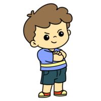 Cartoon Kids Boy Arms Crossed Brown Hair png