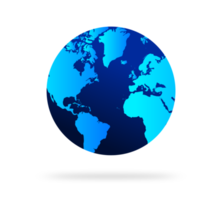 Terre globe avec bleu couleur. monde globe. monde carte dans globe forme. Terre globes plat style. png