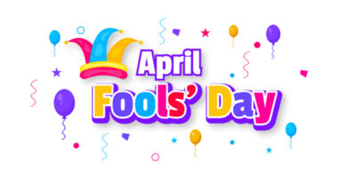 April fools day Colored jester hat with bells with color text or typography design png