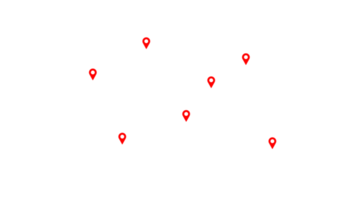 mundo mapa blanco color con rojo ubicación icono r ilustración. mundo mapa modelo con continentes, norte y sur America, Europa y Asia, África y Australia
