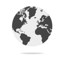 Terre globe avec blanc et foncé Couleur illustration. monde globe. monde carte dans globe forme. Terre globes plat style. png