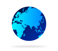 Erde Globus mit Blau Farbe. Welt Globus. Welt Karte im Globus Form. Erde Globen eben Stil. png
