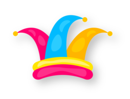 Colored jester hat with bells. April Fool's Day. png