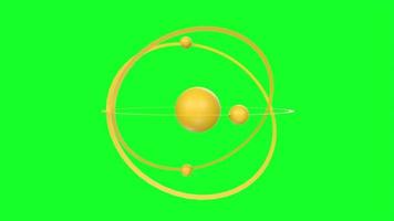 átomo isolado em verde tela fundo video