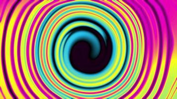 Abstract psychedelic colorful multicolored background with swirling lines. Hypnotizing mesmerizing circular gradient video