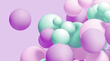 3D abstract pink background with geometric shapes. Colorful balls bounce backdrop video