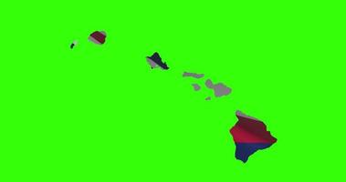 Hawaii Zustand Karte Gliederung mit Flagge Animation auf Grün Bildschirm video