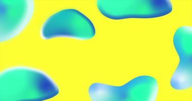 Yellow background with cyan blue liquid shape animation. Abstract backdrop video