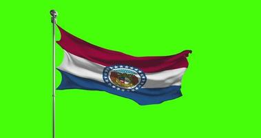 Missouri Etat drapeau agitant sur chrominance clé Contexte. unit États de Amérique images, Etats-Unis drapeau animation video