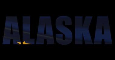 Alaska state name with american flag waving, alpha channel footage video