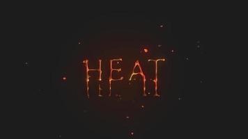 Wort Hitze ist gemacht von Feuer Schriftart. Hölle heiß Text Animation auf schwarz Hintergrund video
