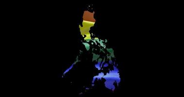 Philippines country shape territory outline with LGBT rainbow flag background waving animation. Concept of the situation with gay marriage and tolerance for LGBT or LGBTQ plus. 4K alpha channel video