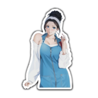 Stylish Cute Anime Character in Blue and White Dress png