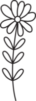 main tiré sauvage fleur ligne art élément illustration png