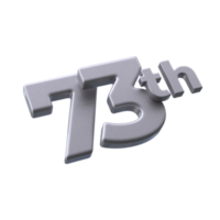 Number 73th 3D Render with Silver color png