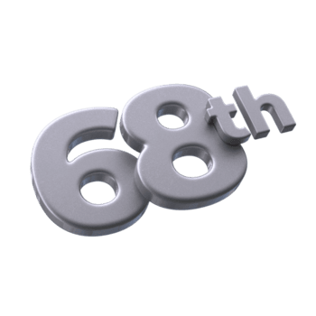 número 68º 3d render com prata cor png
