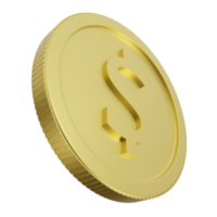 3d realistic gold coin icon. With dollar sign.Realistic render of glossy metallic currency.Finance and money. png
