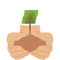 dos mano participación dando árbol planta naturaleza vida verde png