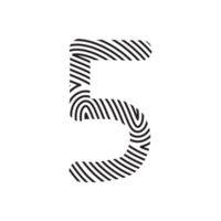zebra Fonte estético escrito a mão número 5 palavra alfabeto impressão digital linha png