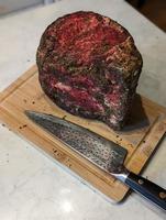 beautiful dry aged usda prime ribeye steak ready to grille photo