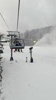 snowy cloudy day at beech mountain ski resort in NC photo