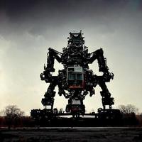 robot futuristic abstract scene in ai world photo