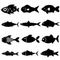 Fish icon vector set. Food illustration sign collection. Ocean symbol or logo.