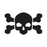 icono de vector de cráneo y huesos. signo de ilustración de peligro. símbolo o logotipo de veneno.